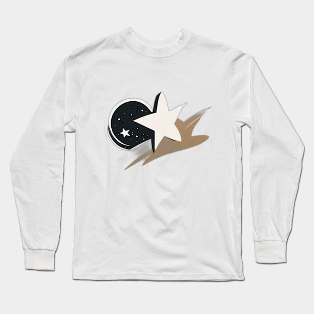 Shooting Star Beige Shadow Silhouette Anime Style Collection No. 442 Long Sleeve T-Shirt by cornelliusy